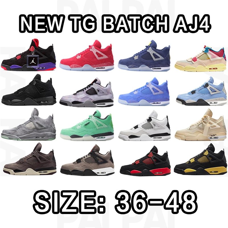 New TG Batch AJ4 Sneakers in Various Colors, Size 36-48