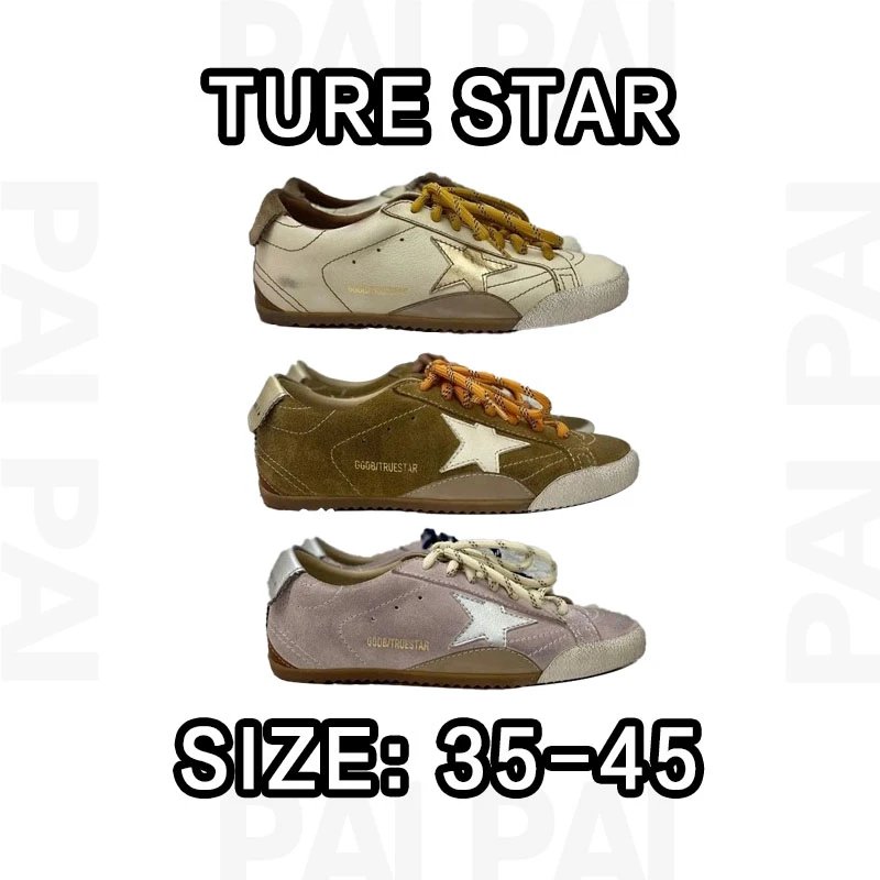 Golden Goose Ture Star Sneakers in White, Brown, and Pink