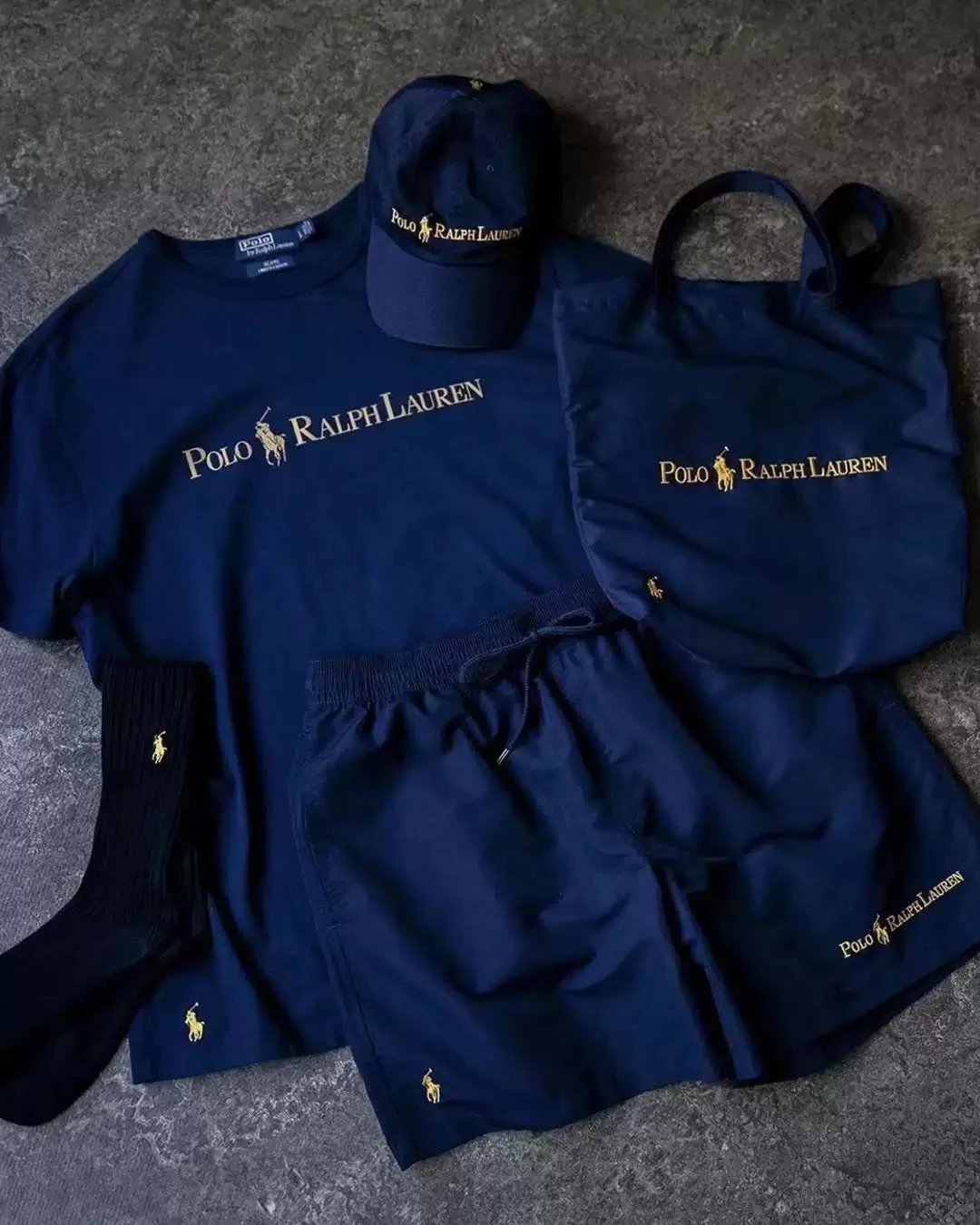 Polo Ralph Lauren Navy T-Shirt, Shorts, Socks, Hat, and Bag Set