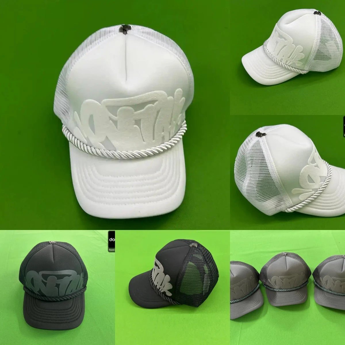 White Trucker Hat with Rope Detail