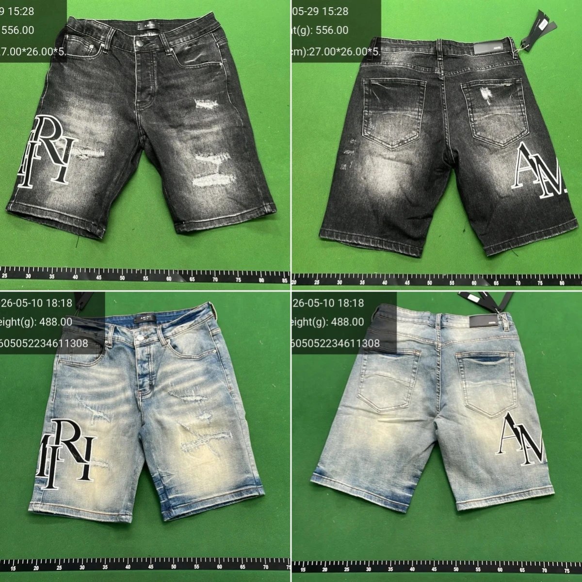 Armani Black and Blue Denim Shorts