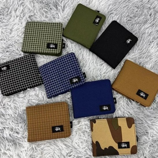 Stussy Grid Pattern Wallets in Various Colors