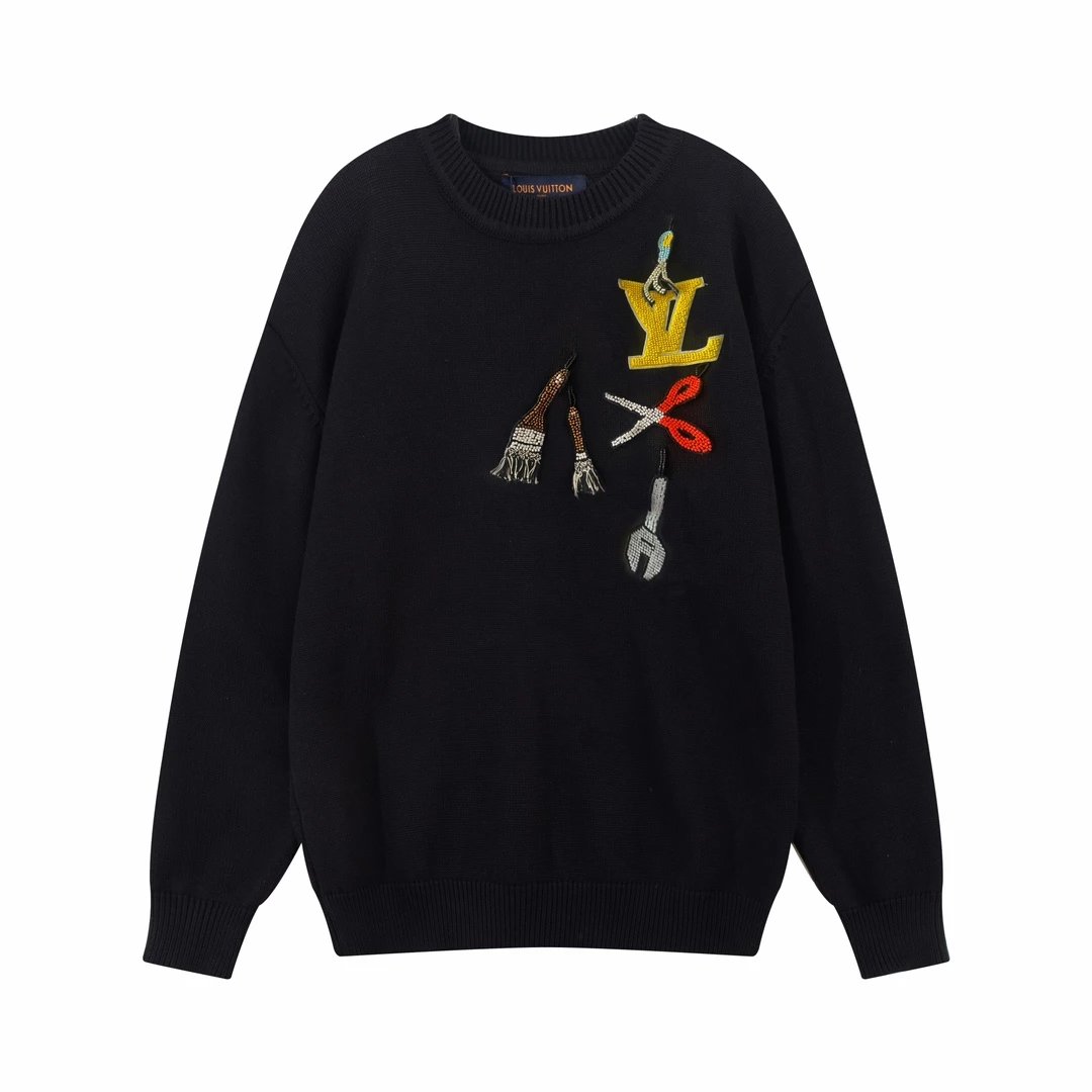 Louis Vuitton Black Embroidered Pullover