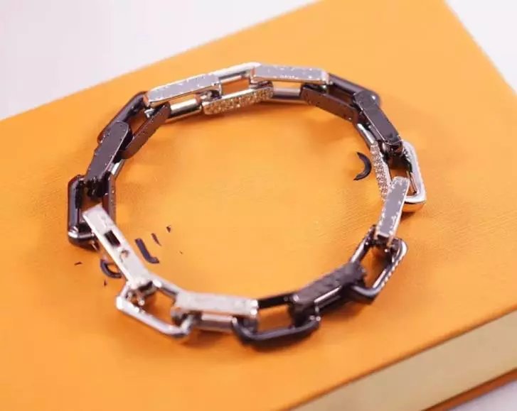 Louis Vuitton Silver and Black Chain Bracelet