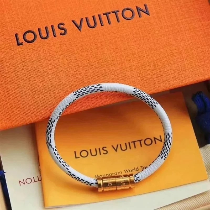 Louis Vuitton White Bracelet with Gold Clasp