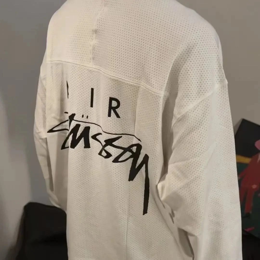 Stussy White Mesh Long Sleeve Top