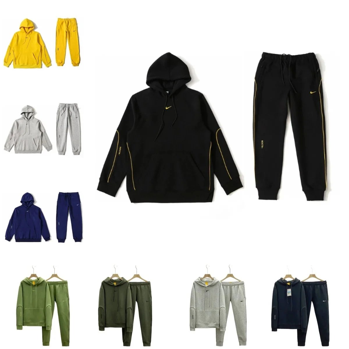 Nike Black and Yellow Hoodie and Pants Set