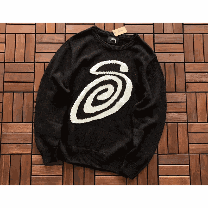 Stussy Black Spiral Knit Sweater