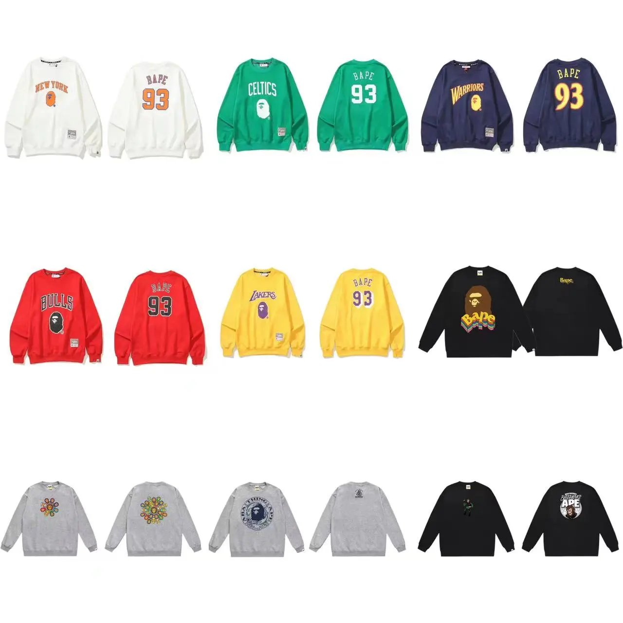 Bape Colorful Graphic Crewneck Sweaters
