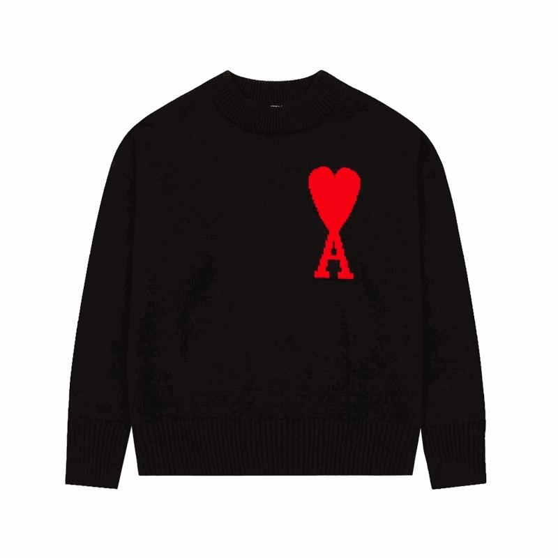 Ami Paris Black Heart Knit Sweater