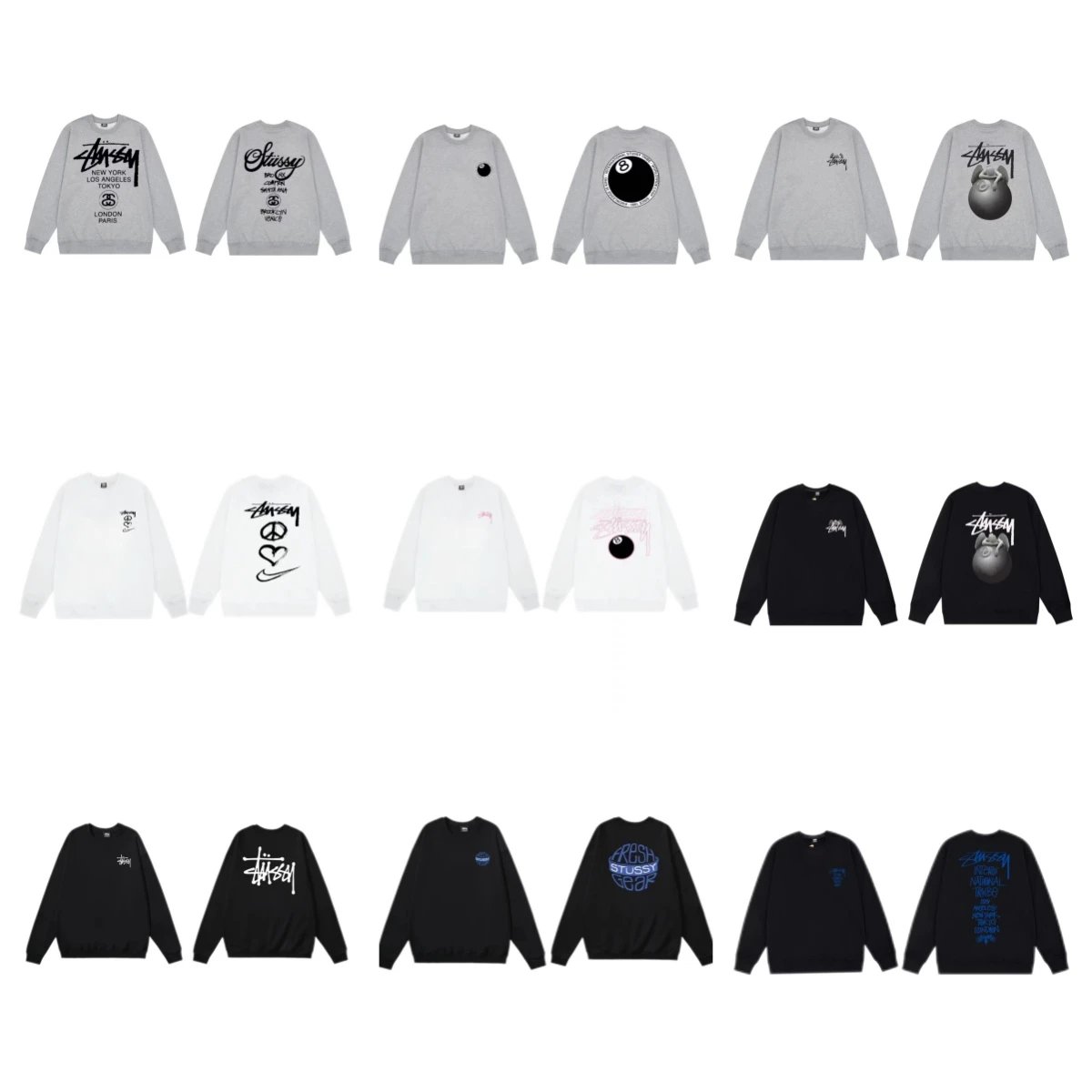 Stussy Grey Long Sleeve Crewneck Sweater
