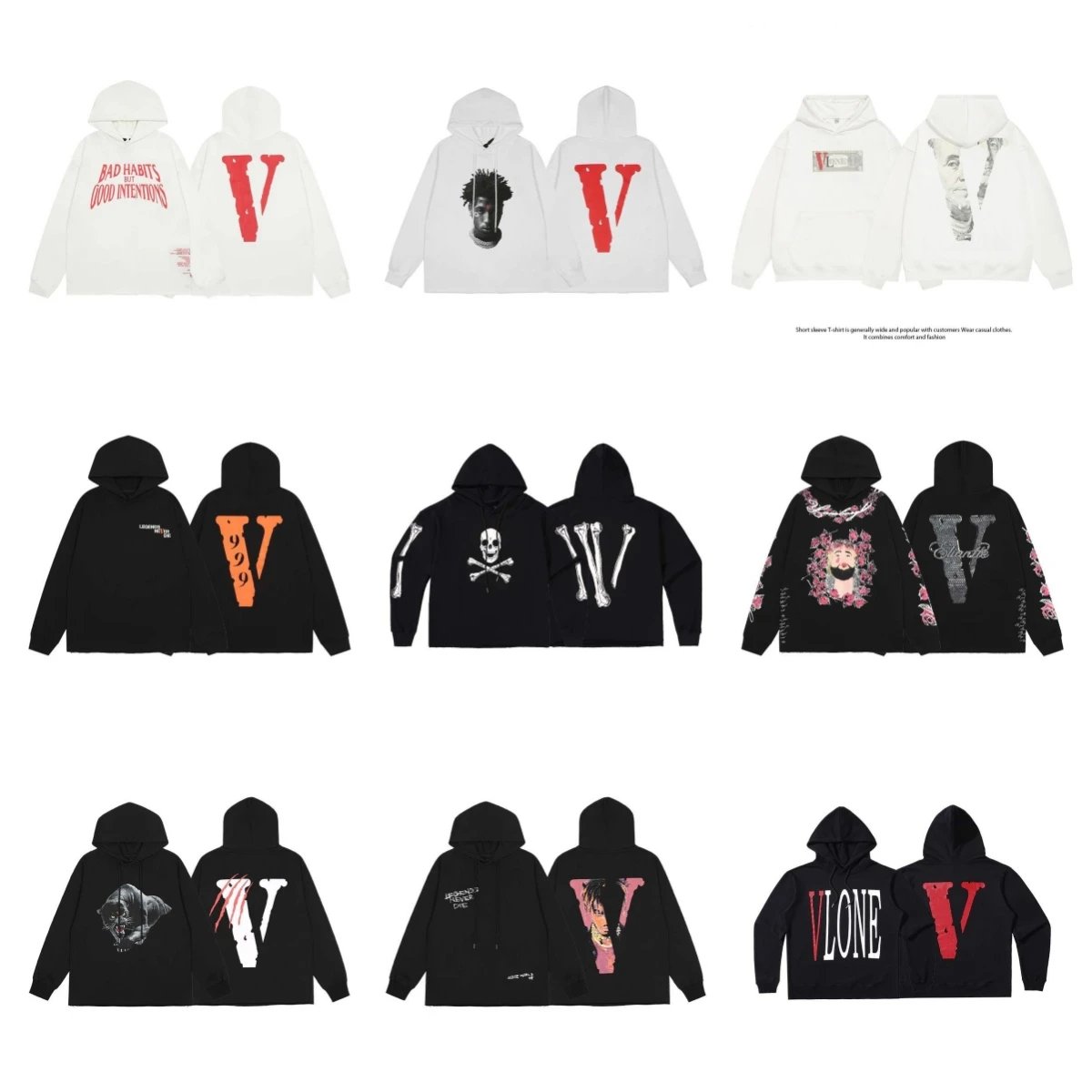 Vlone White Hoodie and Vlone Black Hoodie