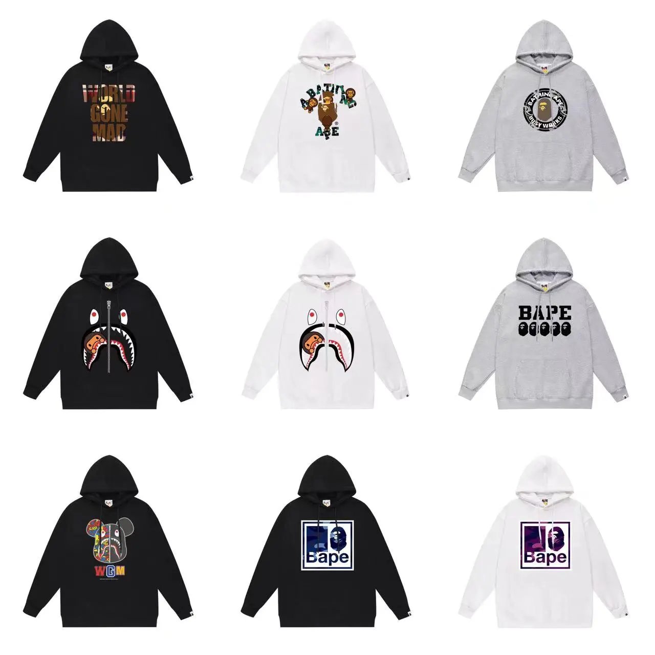 BAPE Black White Grey Hoodies