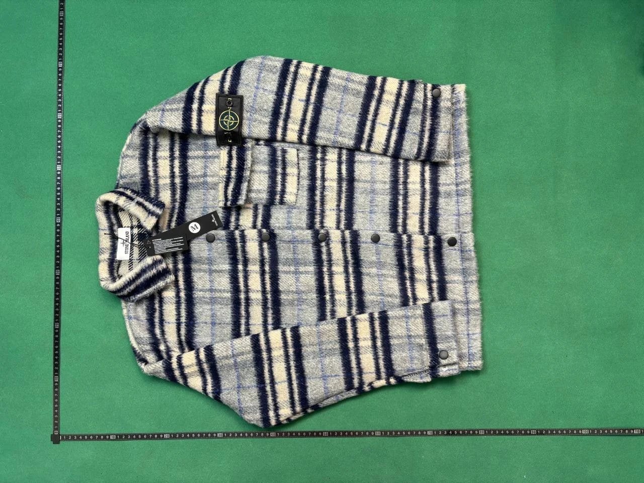 Stone Island Blue and White Plaid Shirt Jacket