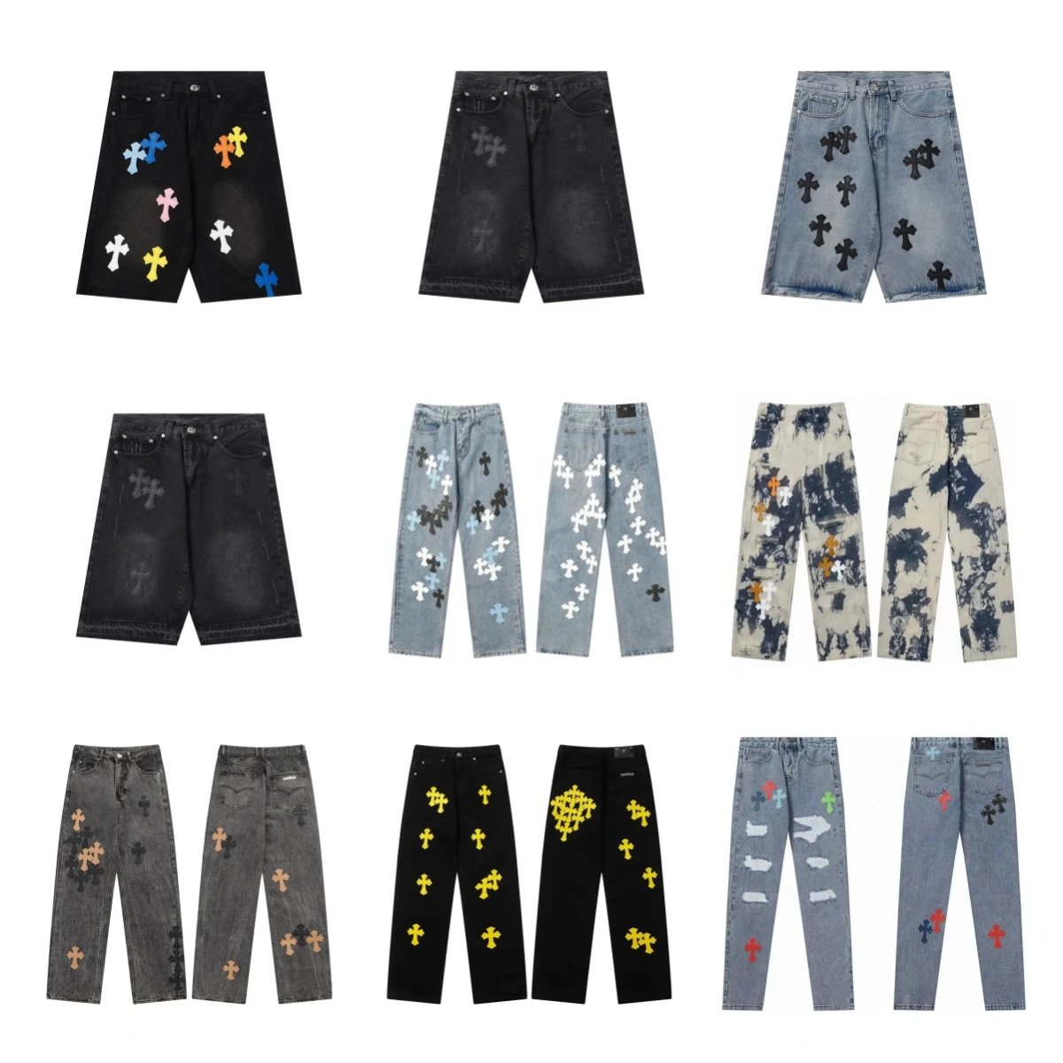Chrome Hearts Cross Denim Shorts and Jeans Collection