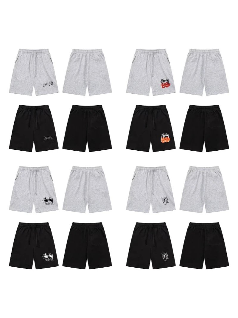 Stussy Black and Grey Cotton Shorts