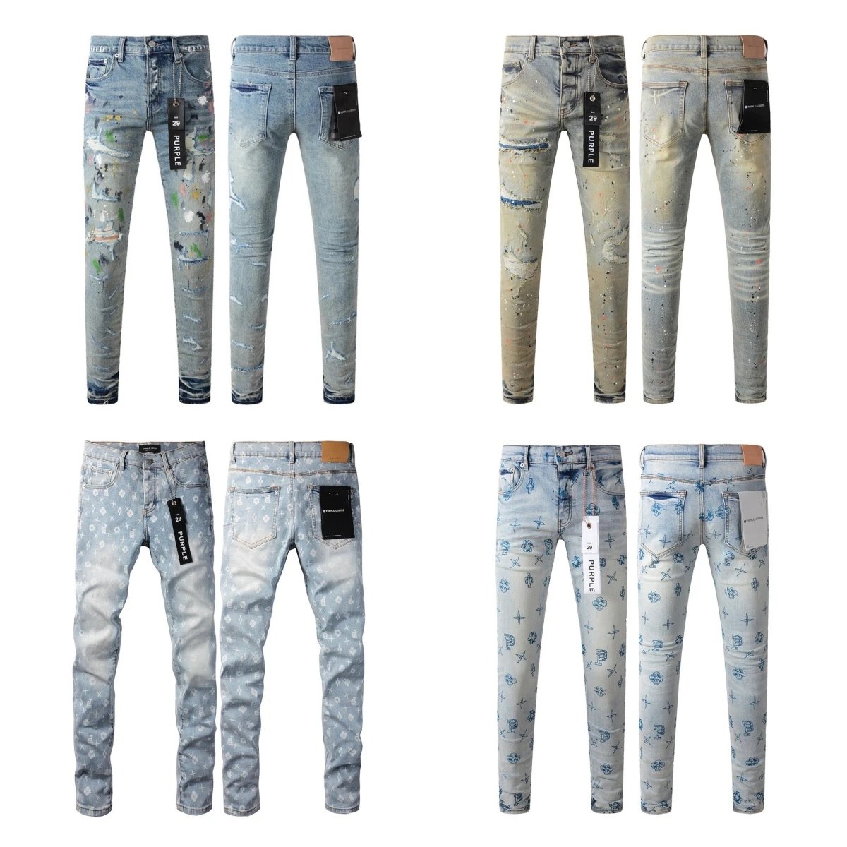 Purple Paint Splatter Denim Jeans