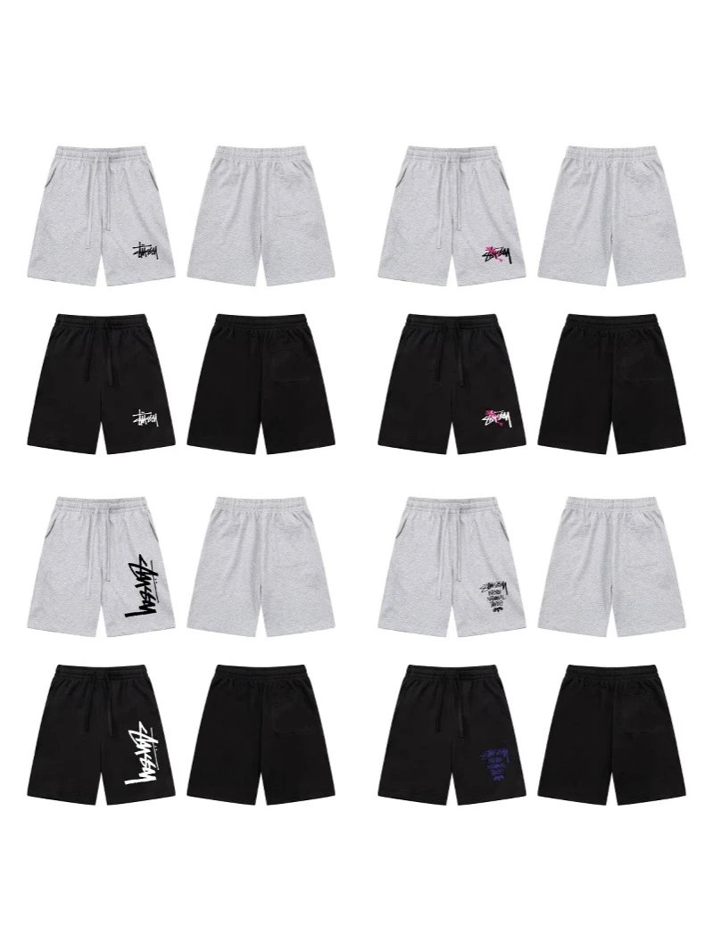 Stussy Black and Grey Drawstring Shorts
