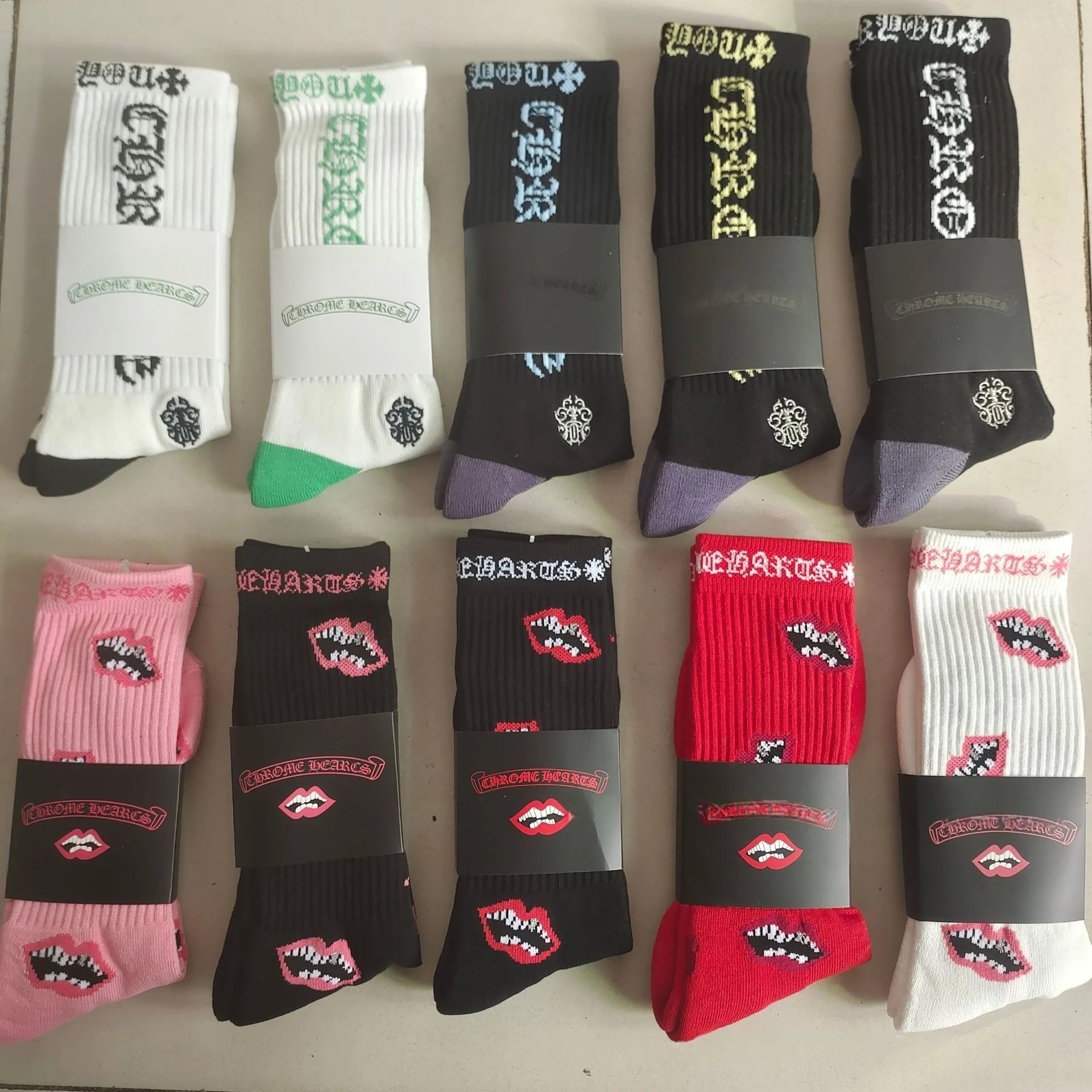 Chrome Hearts Lip Print Socks in Various Colors