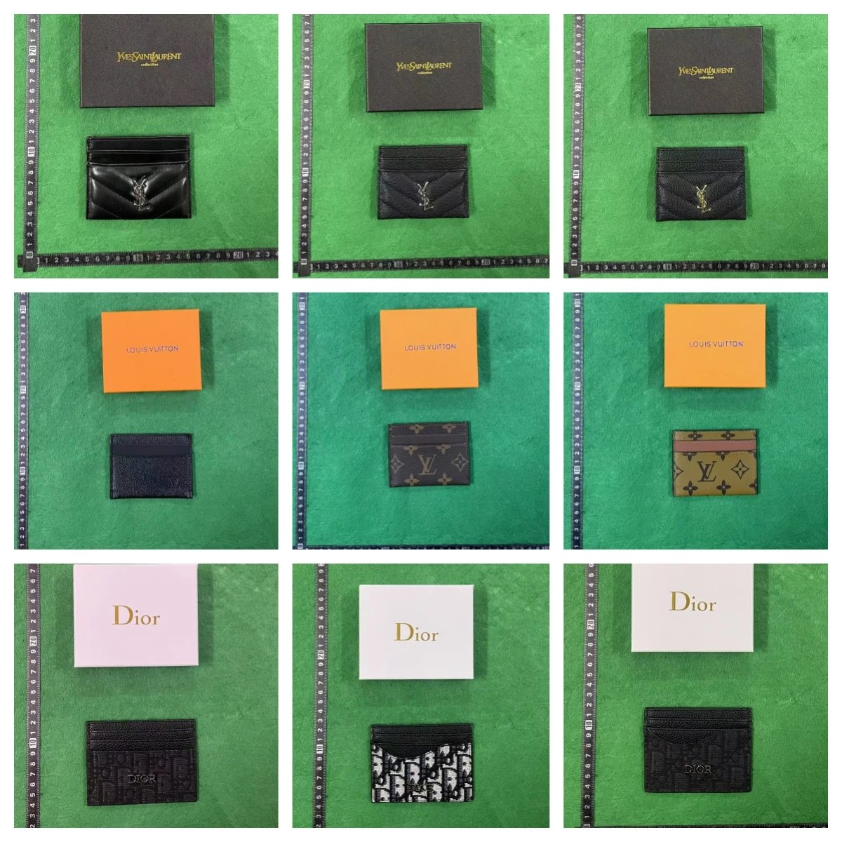 Yves Saint Laurent Black Card Holder, Louis Vuitton Monogram Card Case, Dior Embossed Card Wallet
