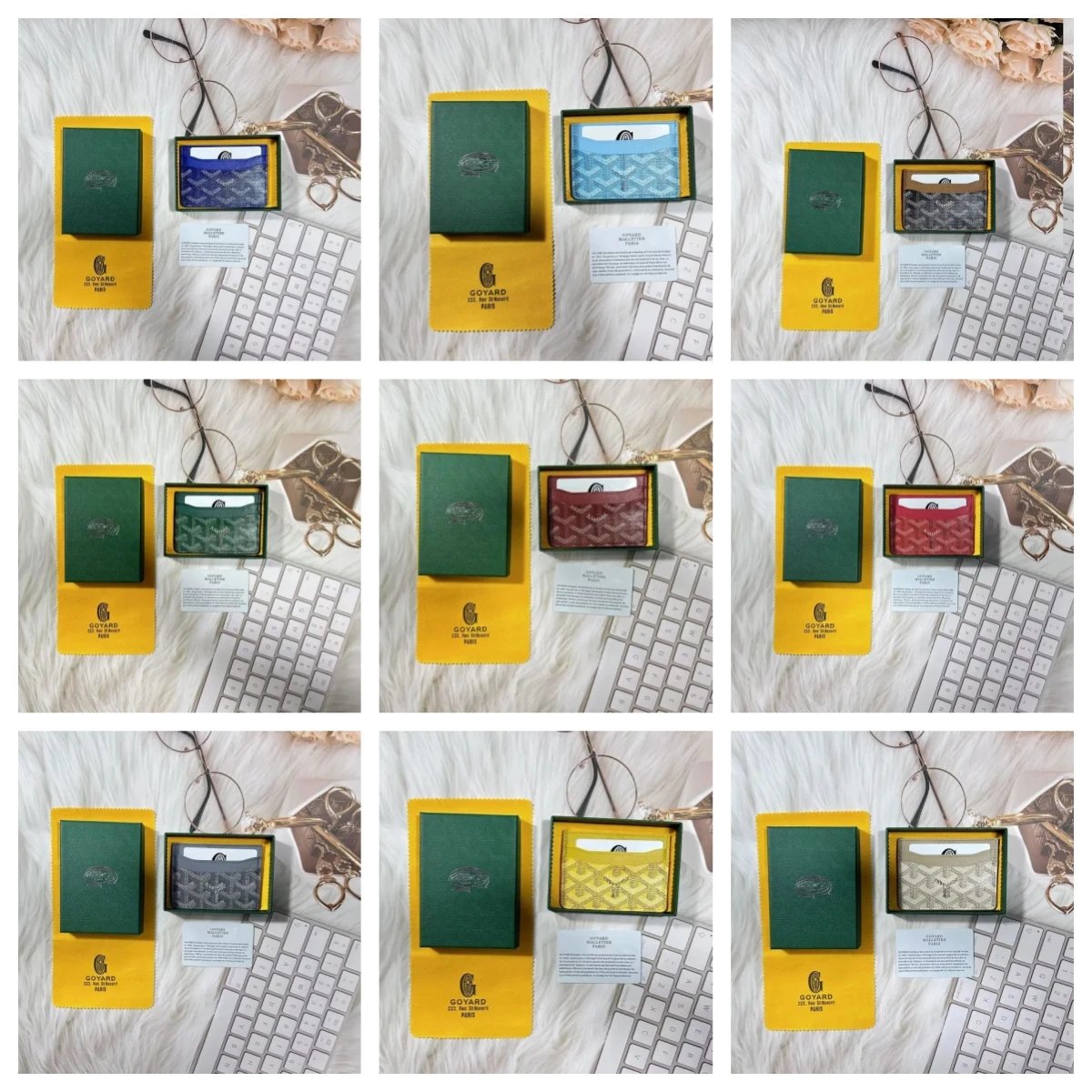 Goyard Green Card Holder with Yellow Interior