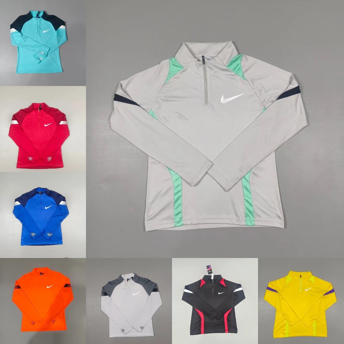 Nike Grey Long Sleeve Quarter-Zip Top