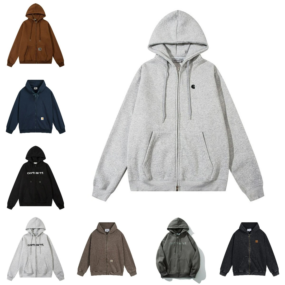 Carhartt Grey Zip-Up Hoodie