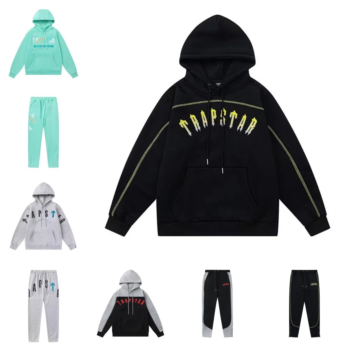 Trapstar Black Hoodie with Yellow Accents