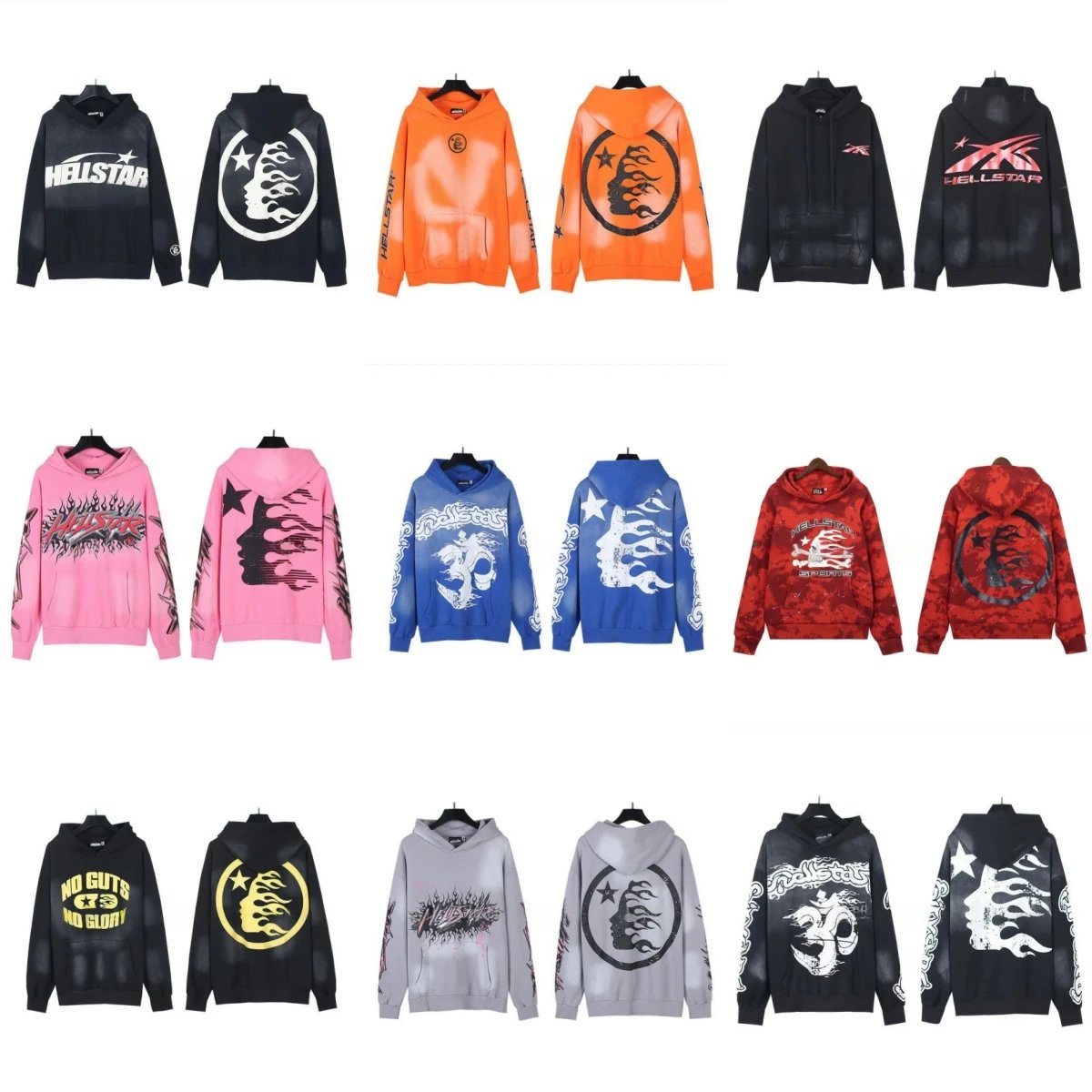 Hellstar Black Hoodie with Flame Design