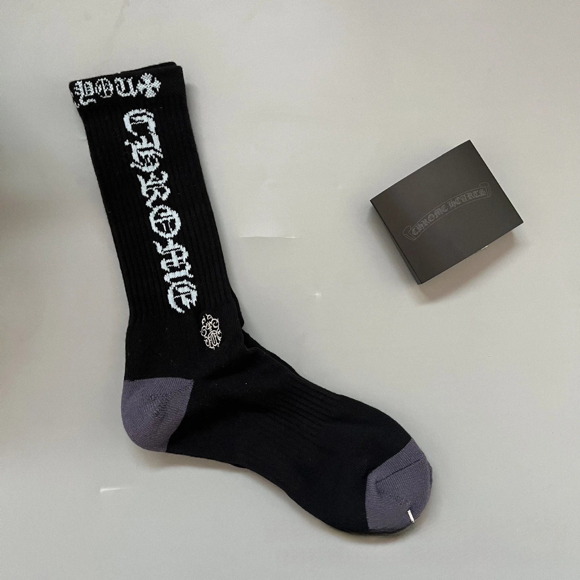 Chrome Hearts Black Socks with Grey Tips
