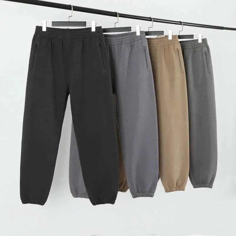 Black Grey Beige Solid Sweatpants