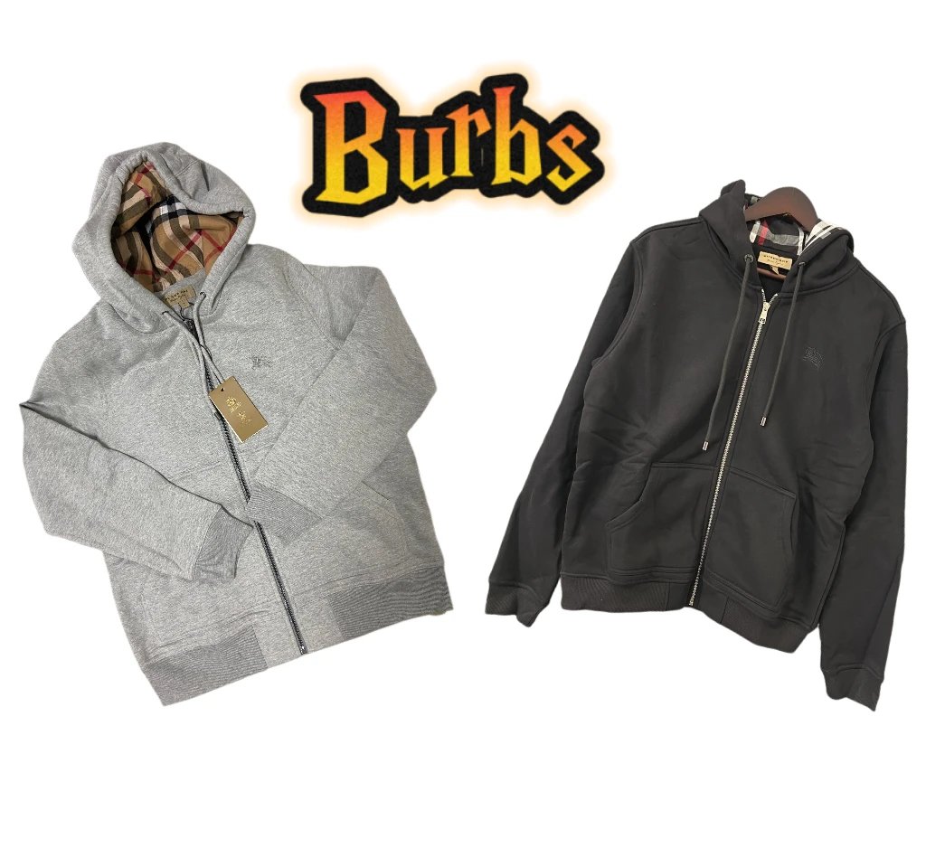 Burberry Grey and Black Zip-Up Hoodies