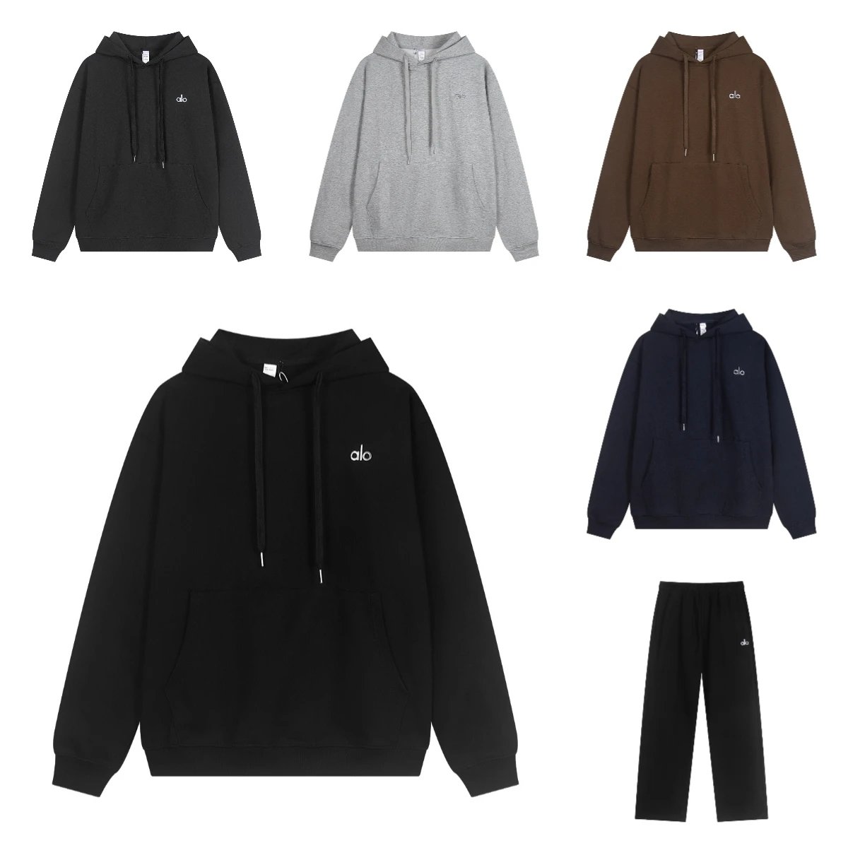 Alo Black Hoodie and Pants Set