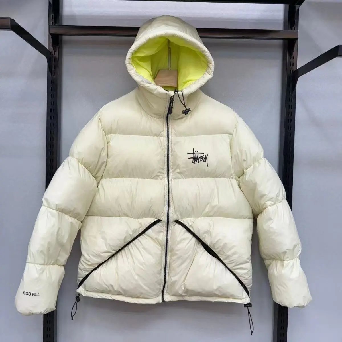Stussy Off-White Puffer Jacket with Hood