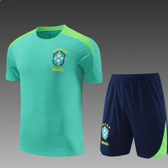 Brazil Green and Navy Soccer Kit