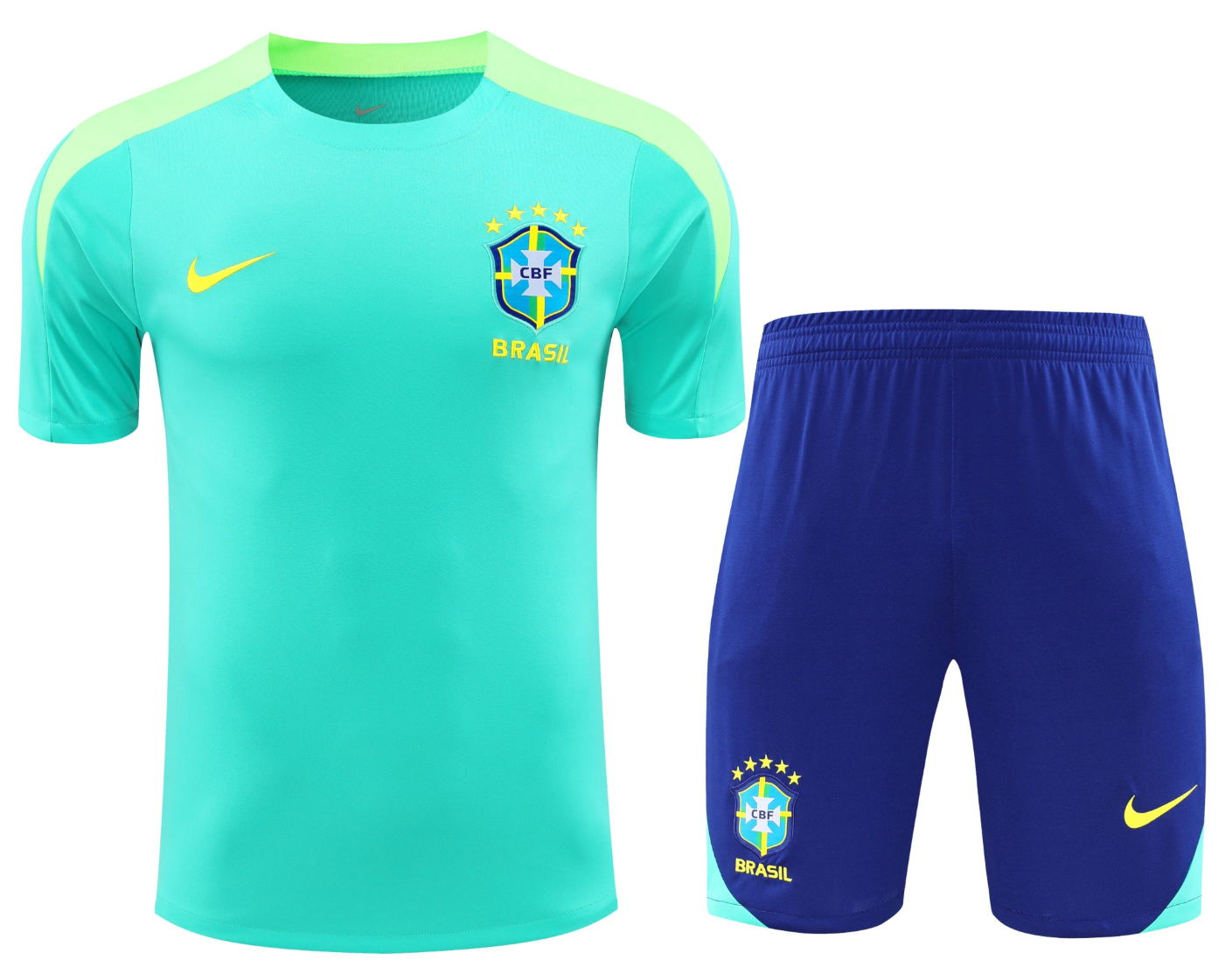 Nike Brazil Green and Blue Soccer Jersey and Shorts Set