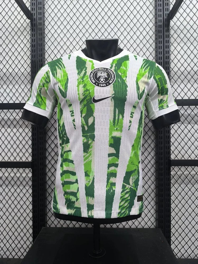 Nike Nigeria Football Jersey White and Green Stripe