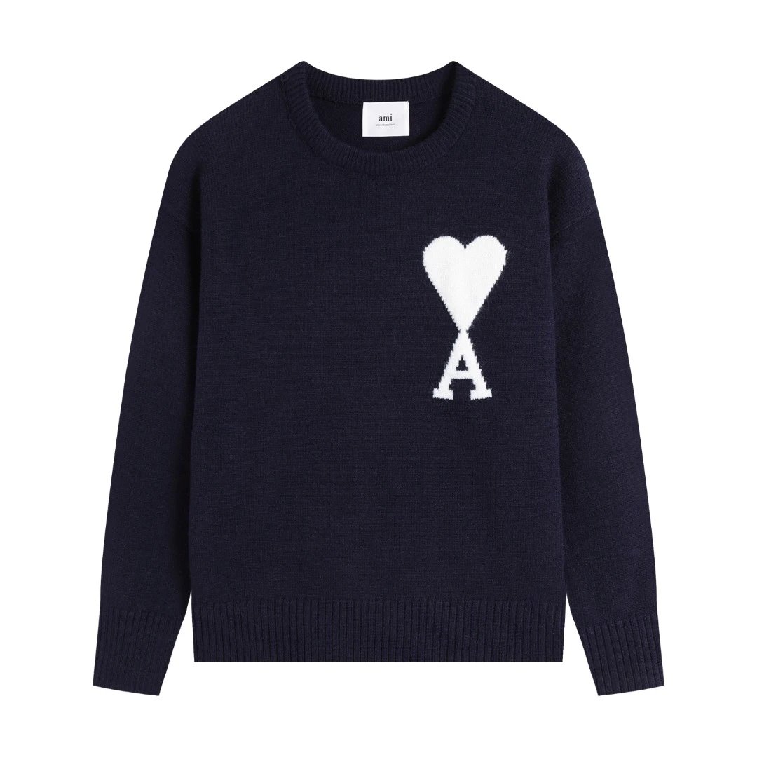 Ami Navy Round Neck 