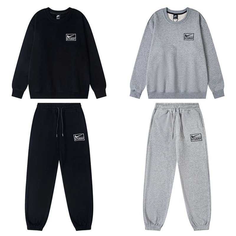 Stussy Nike Black and Grey Sweatshirt and Pants Sets