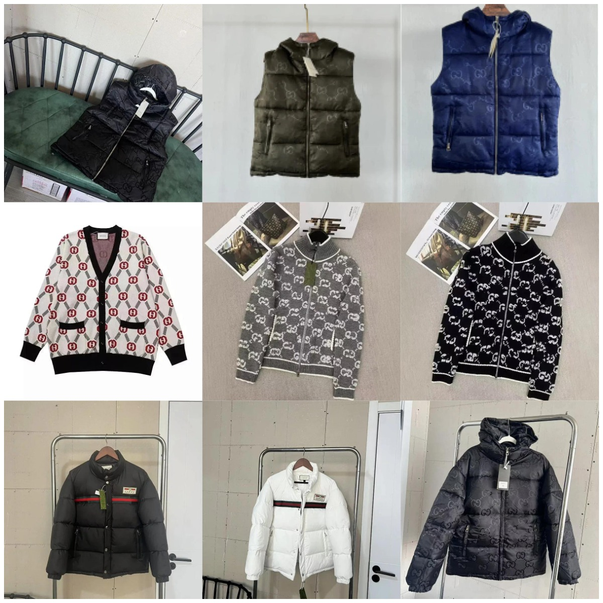 Gucci Black Puffer Jacket and Cardigan Set