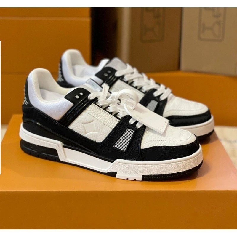 Louis Vuitton Black and White Low Top Sneakers