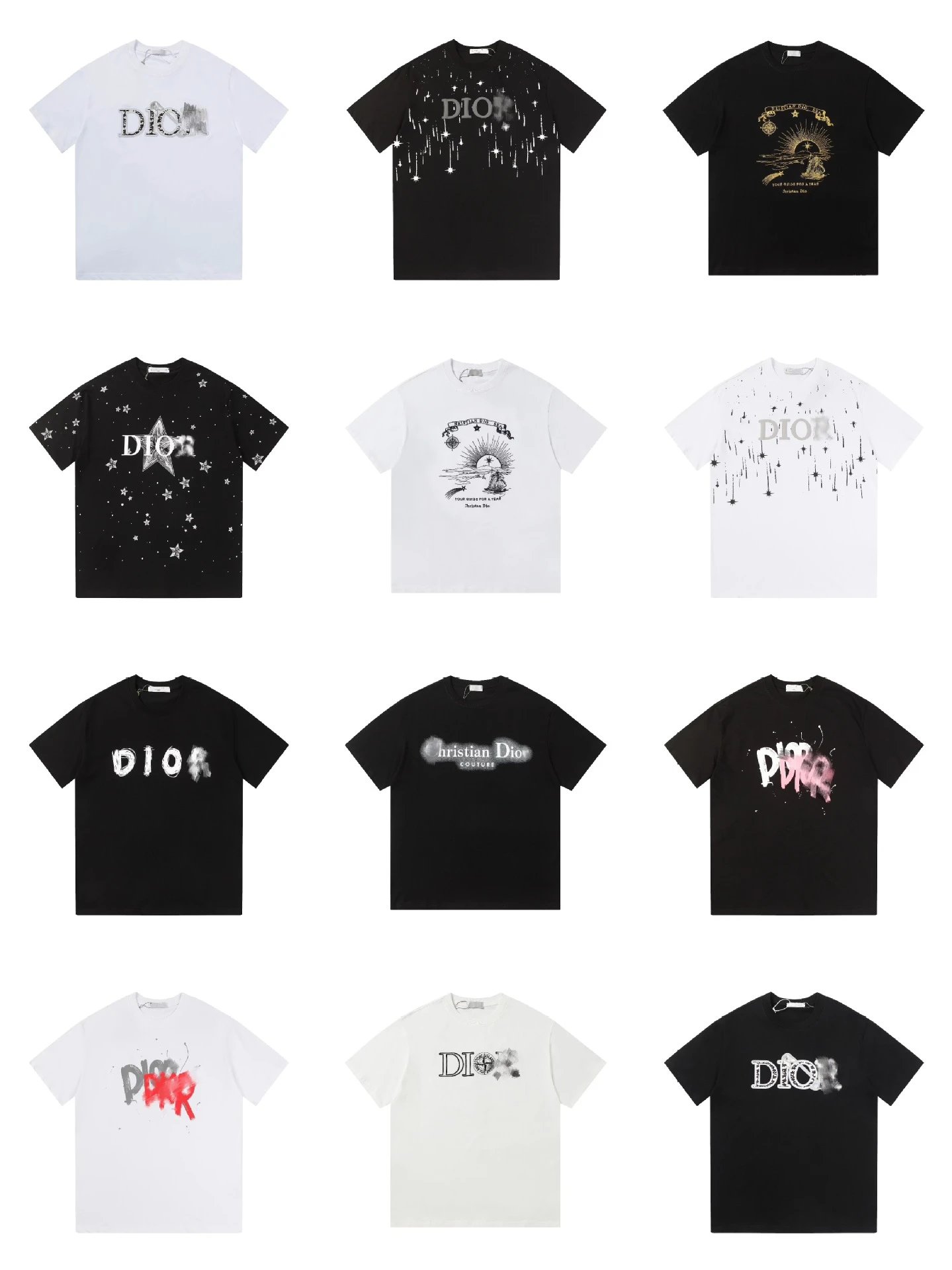 Dior Black and White Short Sleeve T-Shirts