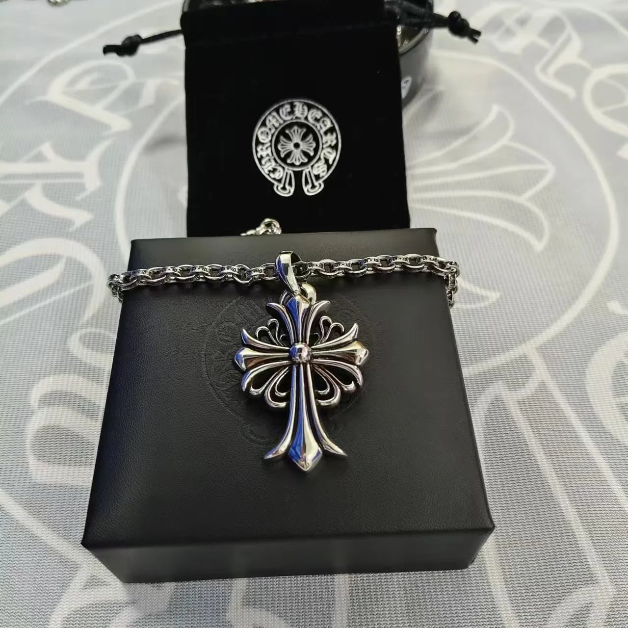 Chrome Hearts Silver Cross Necklace