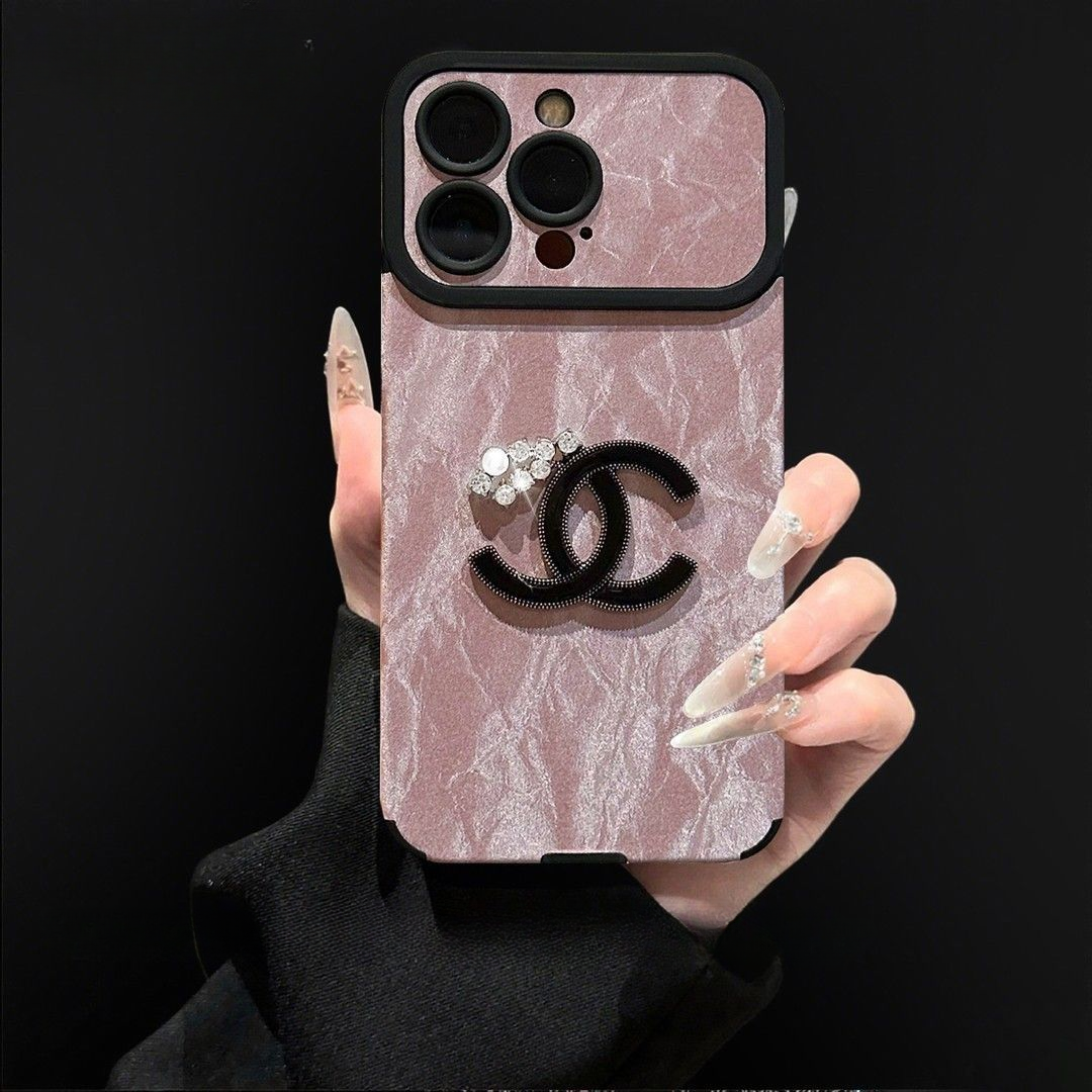 Chanel Pink Marble Phone Case with CC Logo