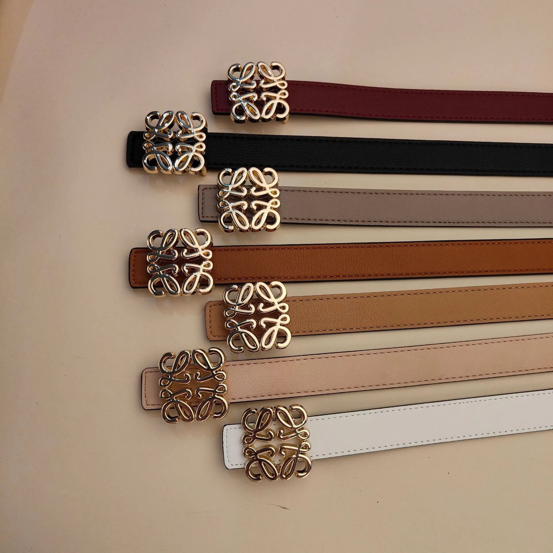 Loewe Leather Belt with Gold Buckle