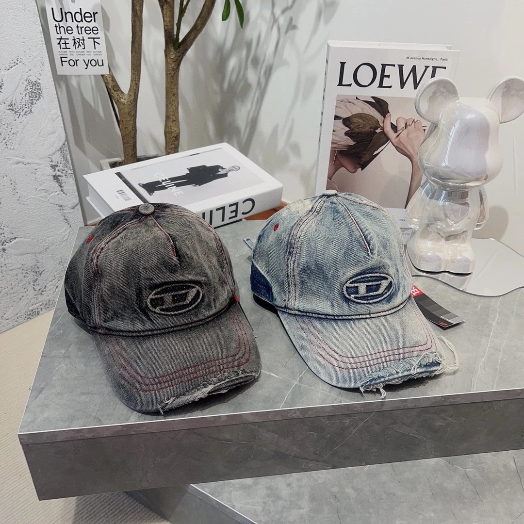 Diesel Distressed Denim Baseball Cap
