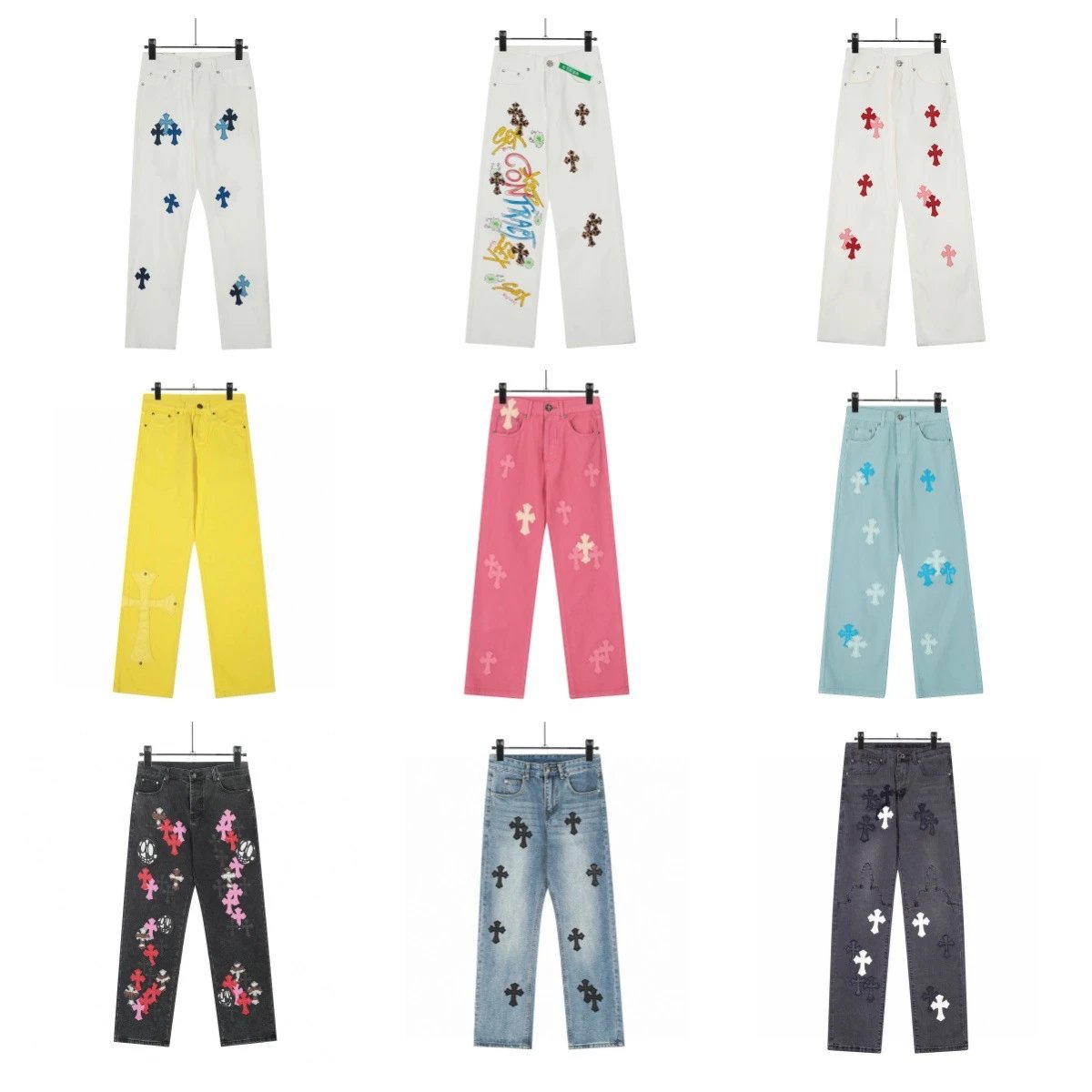 Chrome Hearts Cross Embroidered Jeans