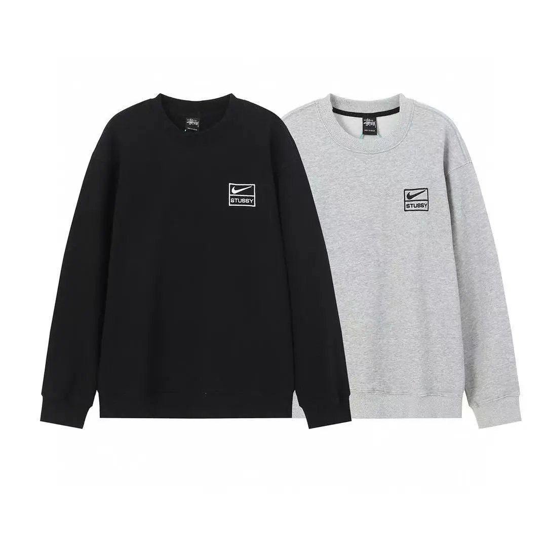 Stussy Black and Grey Crewneck Sweatshirt