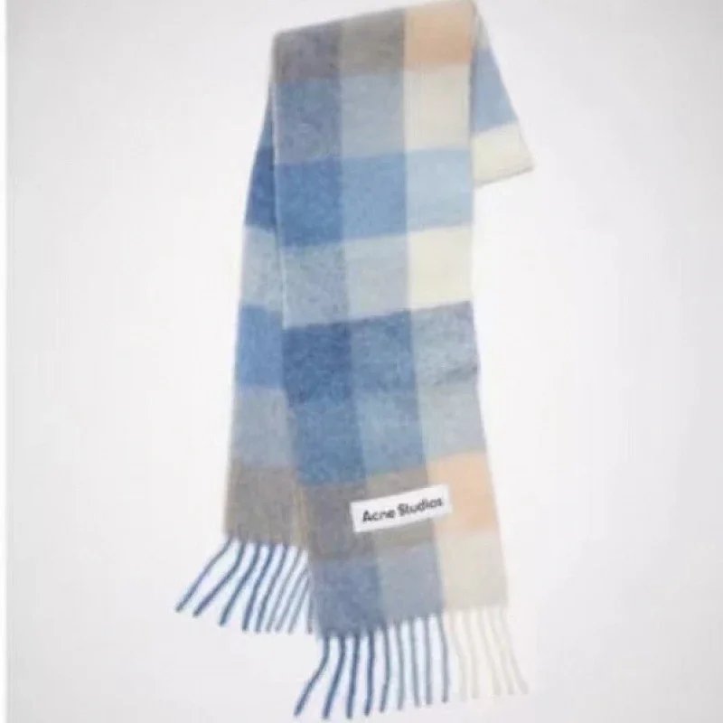 Acne Studios Blue Plaid Scarf