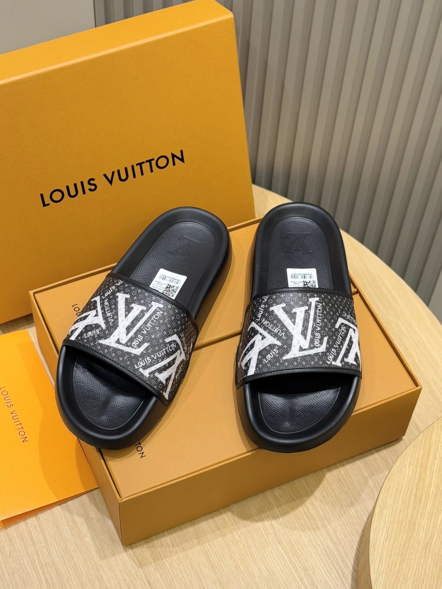 Louis Vuitton Black Slide Sandals